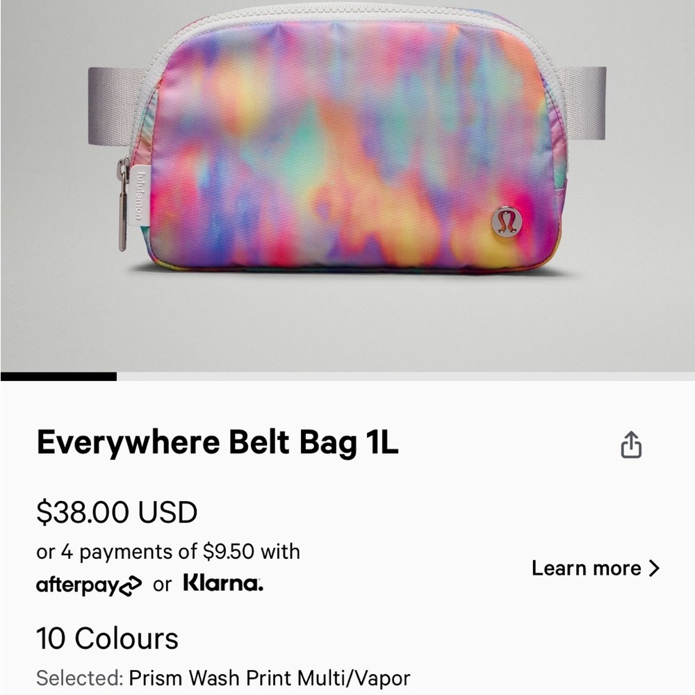 Lululemon Everywhere Belt Bag 1L - Prism Wash Print Multi Vapor
